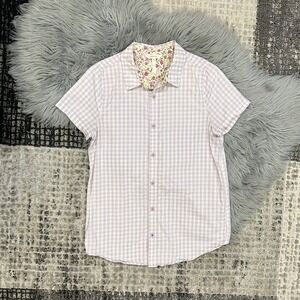 Matilda Jane BOYS Miles Of Style Pink Gingham Button Up‎ Shirt Size 16